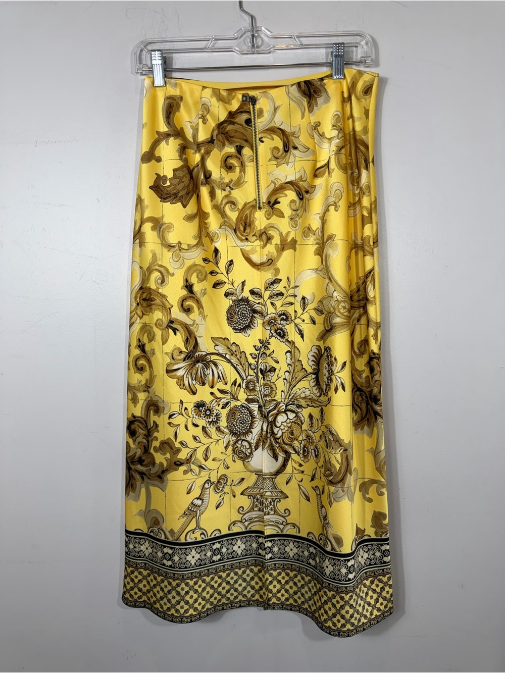 Alice + Olivia Yellow Baroque Floral Print A-Line Midi Skirt Size 6 - Picture 2 of 8